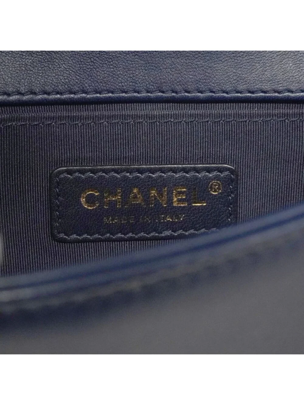 Chanel Shoulder Bag Boy Lambskin Navy Gold